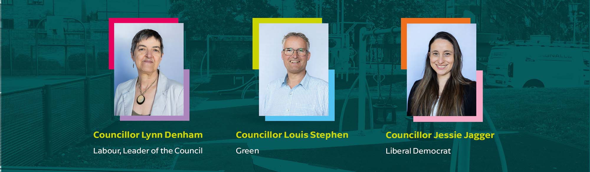 Graphic of the three political group leaders Photos of the three leaders of Worcester City Council