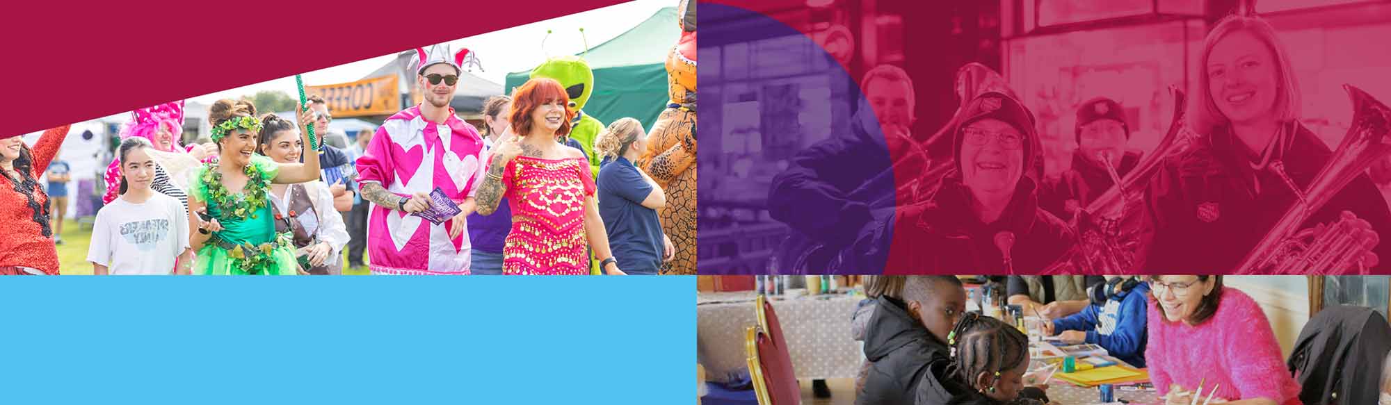 Graphic photo montage of local people at various events