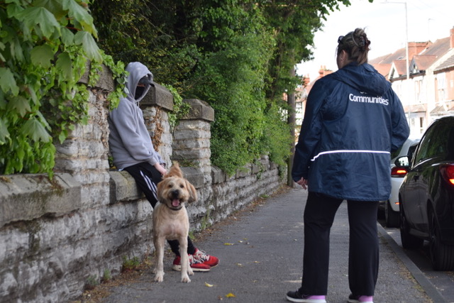 Community Safety Officer Ann Nicholls making contact with Youth in Worcester