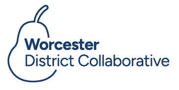 Worcester District Collaborative Logo with Pear and blue text
