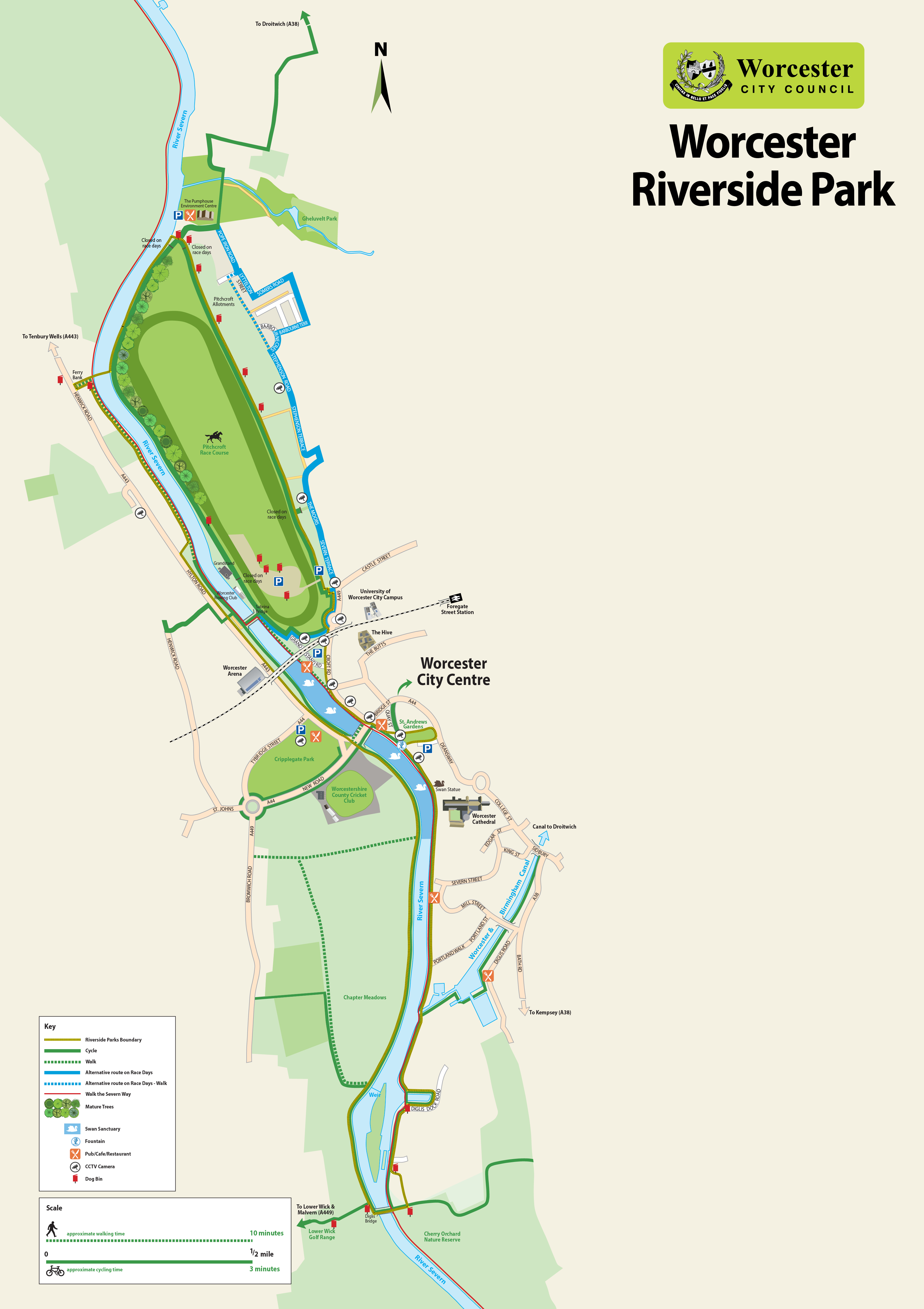 Map of Worcester Riverside Park