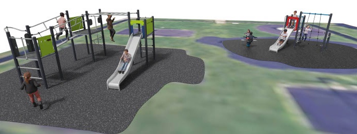 A computer-generated image showing how the new play equipment will look