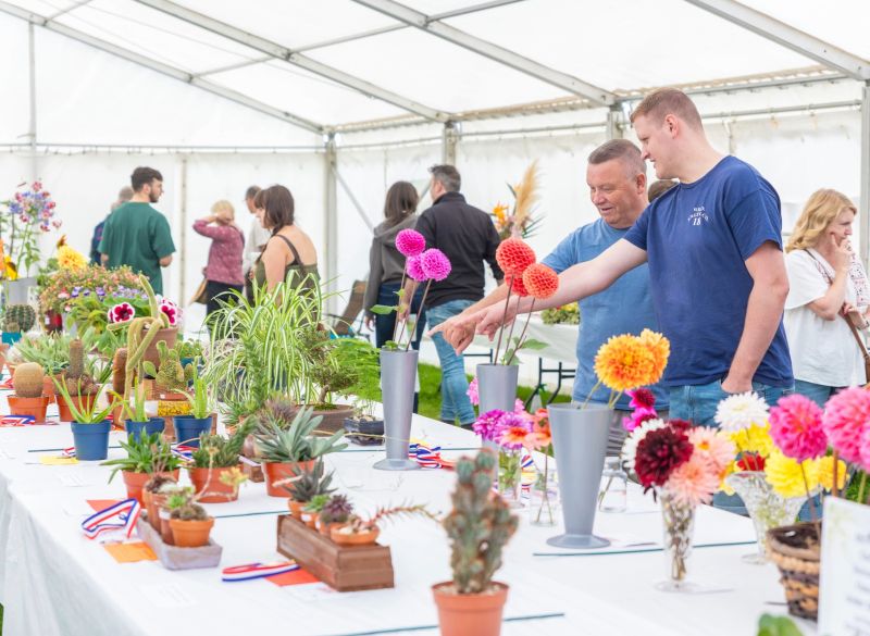 People looking at Worcester Show competition entries