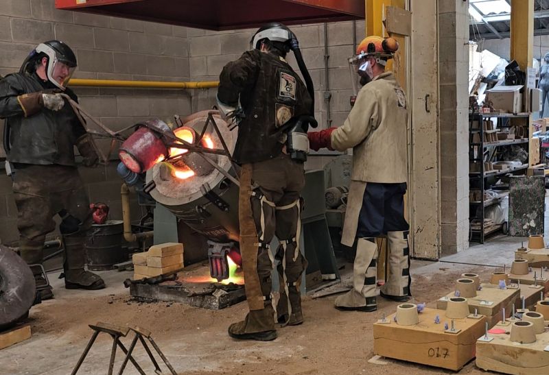 Artists Musson+Retallick casting part of the new public art that will be unveiled at the Royal Porcelain Works site on Thursday 4 June.