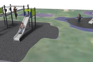 A computer-generated image showing how the new play equipment will look