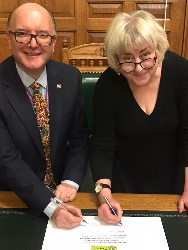Worcester City Council’s Managing Director, David Blake (left); and the City Council’s Armed Forces Champion, Councillor Pat Agar