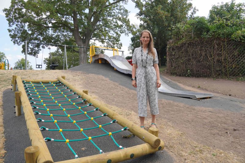 Councillor Hannah Cooper at Horizon Hub play area