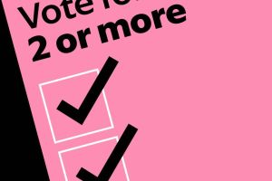 A graphic showing two boxes ticked on a ballot paper, with the caption,