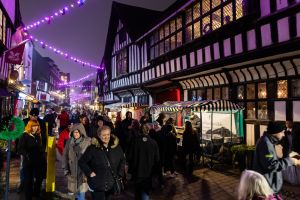 People walking at the Worcester Victorian Christmas Fayre