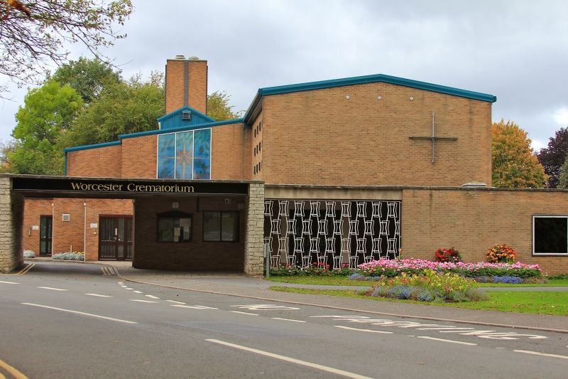 The exterior of the Worcester Crematorium building