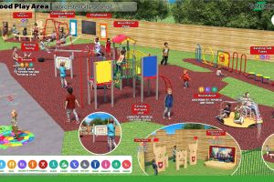 An artist's impression of how the new play area at Ronkswood Hub will look