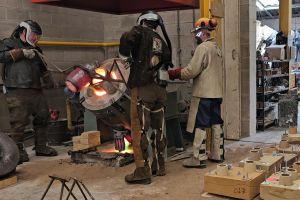 Artists Musson+Retallick casting part of the new public art that will be unveiled at the Royal Porcelain Works site on Thursday 4 June.