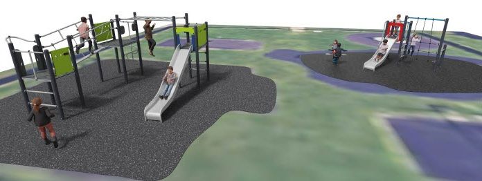 A computer-generated image showing how the new play equipment will look