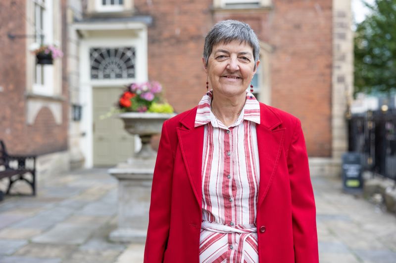 Councillor Lynn Denham outside of the Guildhall