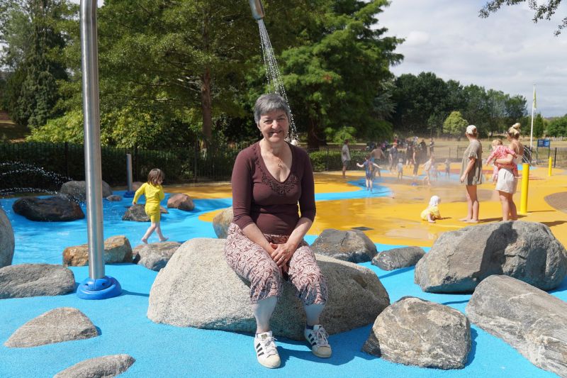 : Councillor Lynn Denham, Leader of Worcester City Council, at the Splashpad in Worcester