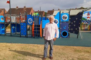 Councillor Adrian Gregson, Chair of Worcester City Council’s Place & Economic Development Committee, at the refurbished Medway Road play area