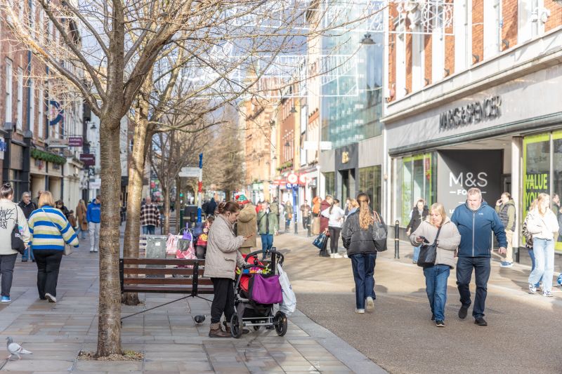 Shoppers in Worcester's High Street