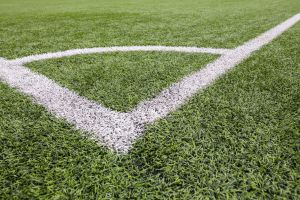The corner of an all-weather football pitch